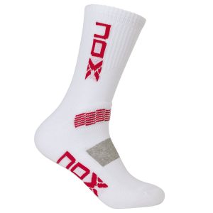3767-CALCETIN NOX BLANCO LOGO ROJO