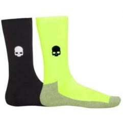 2626-PACK CALCETIN HYDROGEN NEGRO-AMARILLO FLUOR UNISEX X2